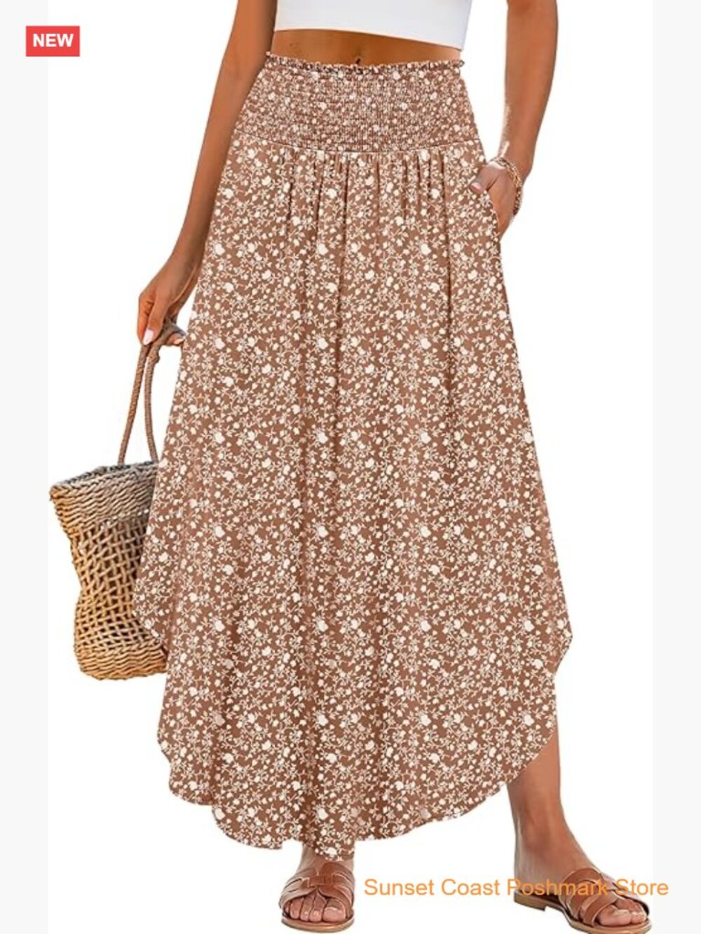 Women's Maxi Skirts High Waisted Flowy Swing Pleated Beach Long Skirt With